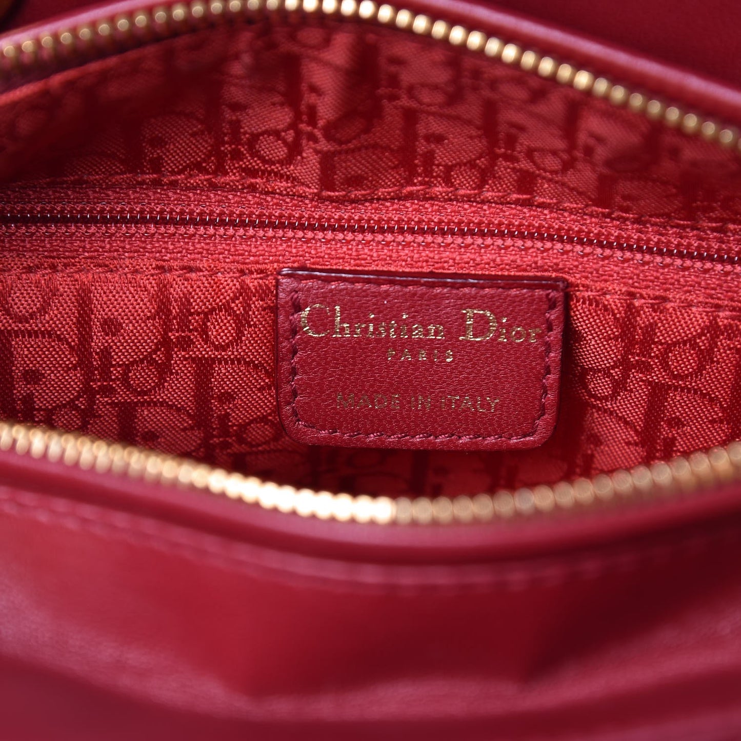 Lambskin Cannage Medium Lady Dior Red