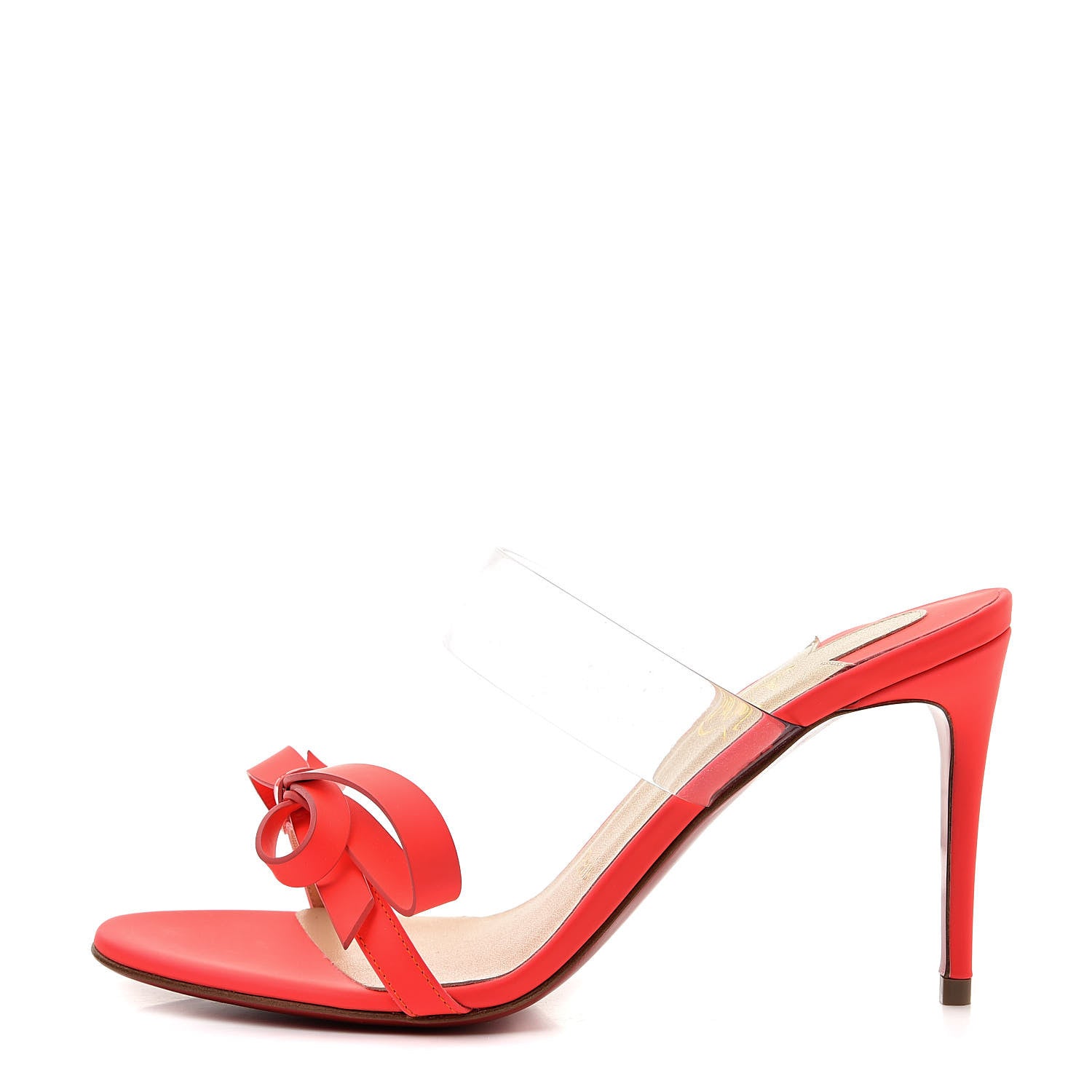 Christian Louboutin Matt Patent PVC Just Nodo 85 Slide Sandals 35.5 Fluo 1 of 7