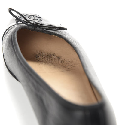 Chanel Lambskin Patent Cap Toe Ballerina Flats 37.5 Black 10 of 11
