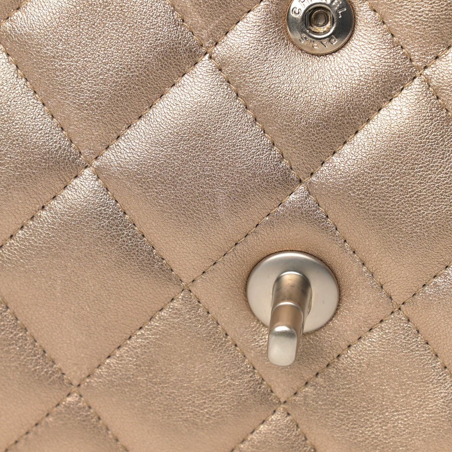 Chanel Metallic Lambskin Quilted Jumbo Double Flap Gold 9 of 17