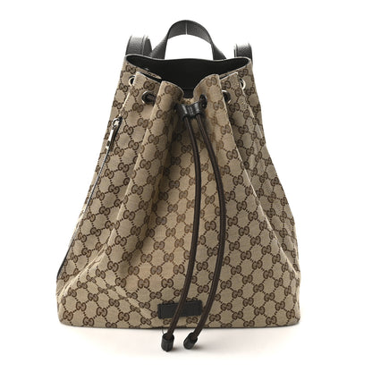 Gucci Monogram Dollar Calfskin O Drawstring Backpack Beige Ebony Testa di Moro Dark Chocolate 1 of 10