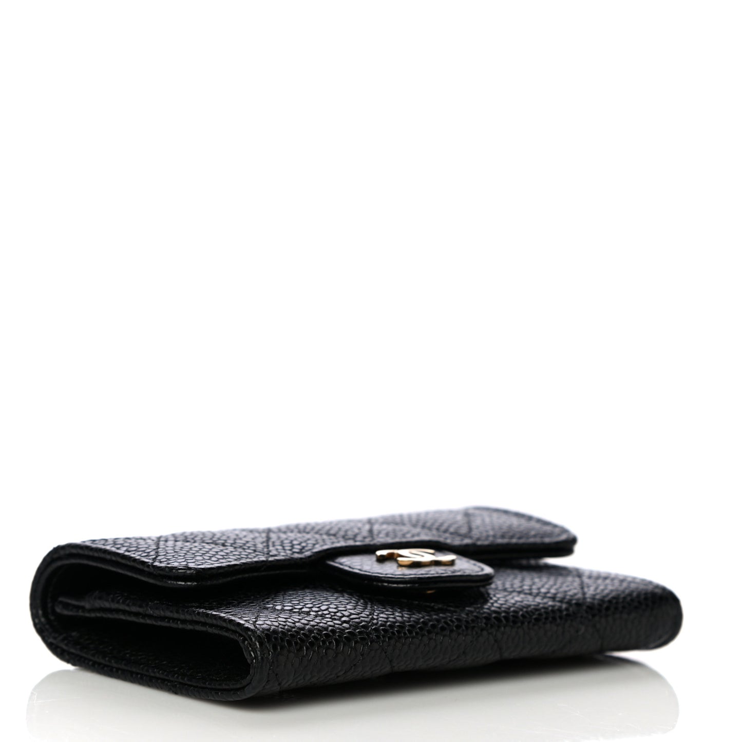 Caviar Quilted Flap Card Holder Black