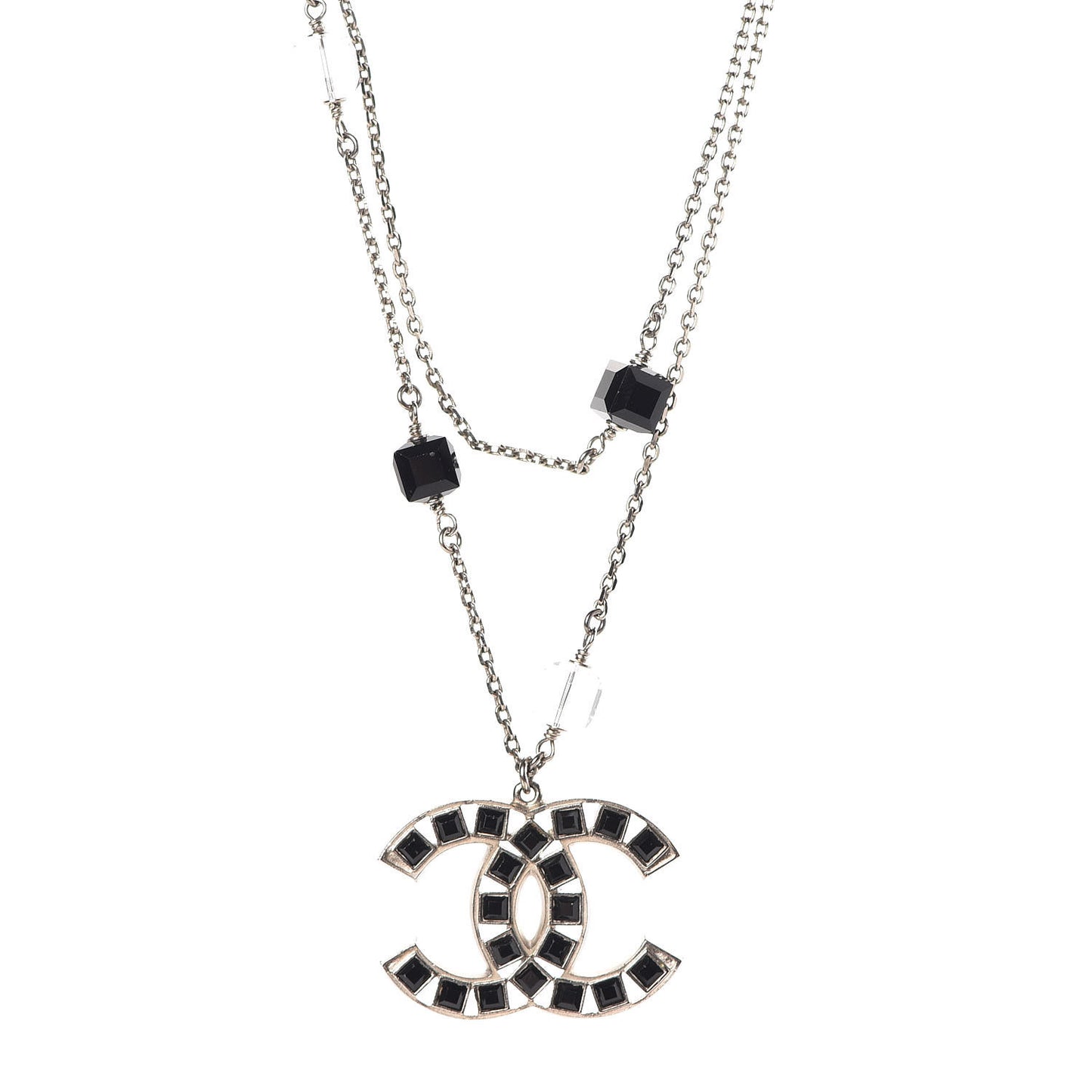 Ruthenium Baguette Crystal CC Necklace Black