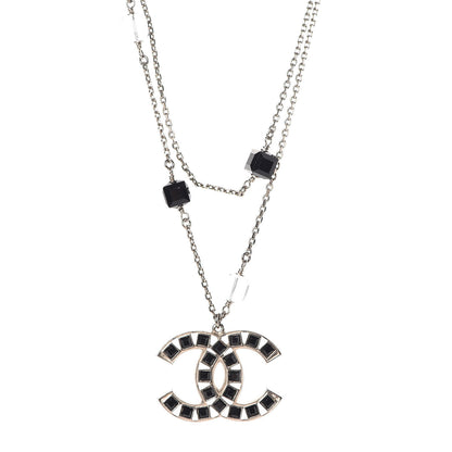 Chanel Ruthenium Baguette Crystal CC Necklace Black 4 of 6