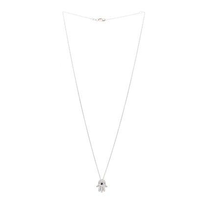 Roberto Coin 18K White Gold Diamond Blue Sapphire Hamsa Pendant Necklace 3 of 4