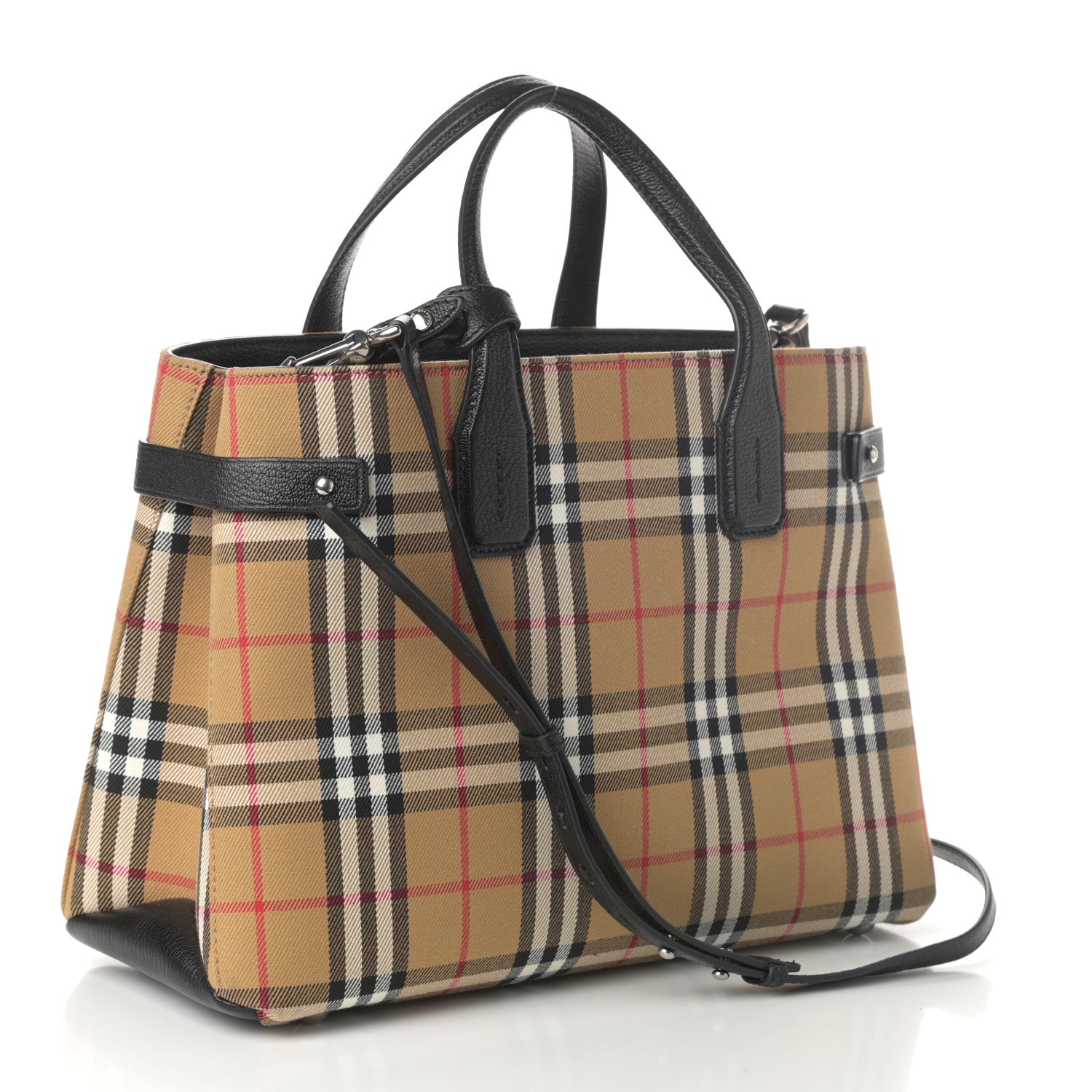 Burberry Goatskin Vintage Check Medium Banner Tote Black 3 of 10