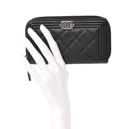 Chanel Caviar Quilted Small Boy Zip Around Wallet Black 2 of 10