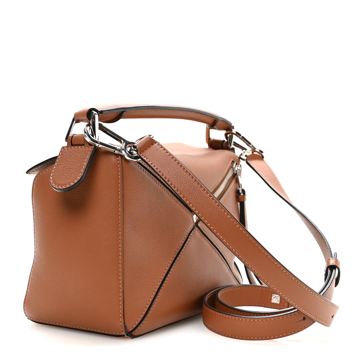 Calfskin Small Puzzle Edge Bag Tan