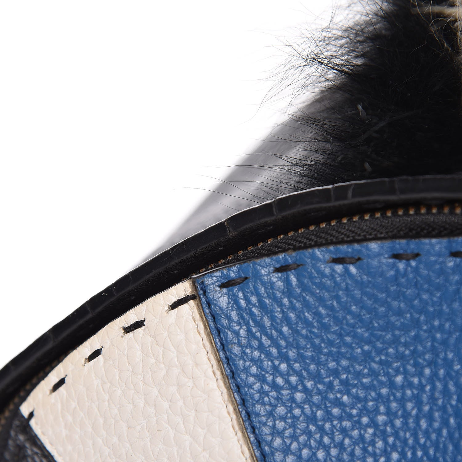 Fendi Calfskin Crocodile Fox Fur Monster Backpack Black 14 of 18