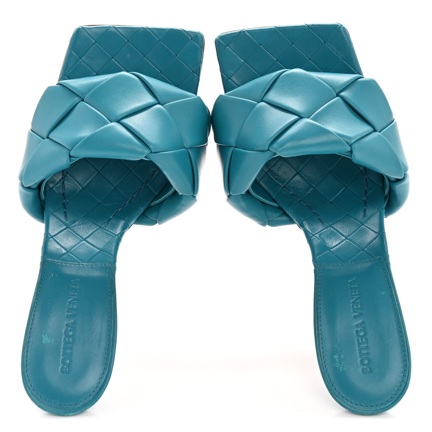 Bottega Veneta Nappa Maxi Intrecciato Lido 90mm Mule Sandals 39 Vintage Blue 2 of 8
