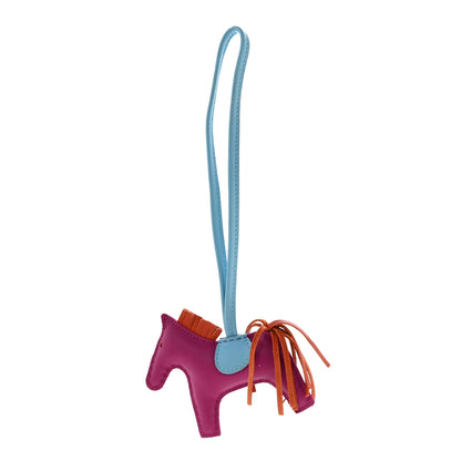 Hermes Milo Lambskin Grigri Rodeo Horse Bag Charm PM Rose Pourpre Cornaline Celeste 1 of 5