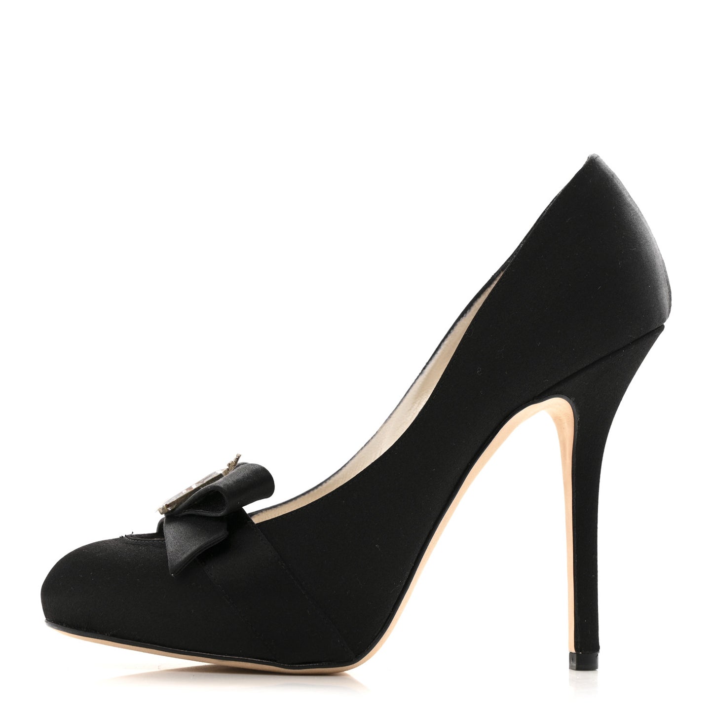 Satin Mirror Bow Pumps 37 Black