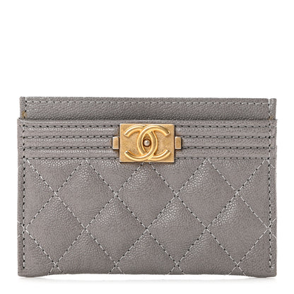 Chanel Caviar Quilted Boy Card Holder Grey 1 of 8
