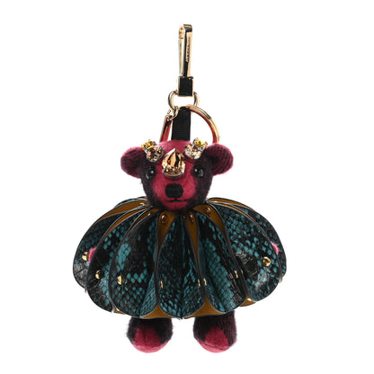 Burberry Cashmere Check Calfskin Crystal Concertina Thomas Bear Bag Charm Fuchsia Pink 1 of 6