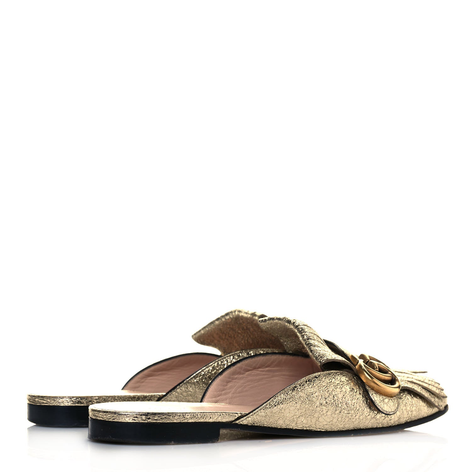 Gucci Galassia Womens GG Marmont Fringe Slippers 37 Platino 4 of 8