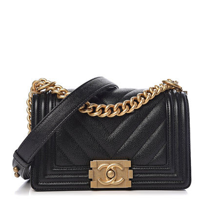 Chanel Caviar Chevron Quilted Small Boy Flap Black 1 of 13