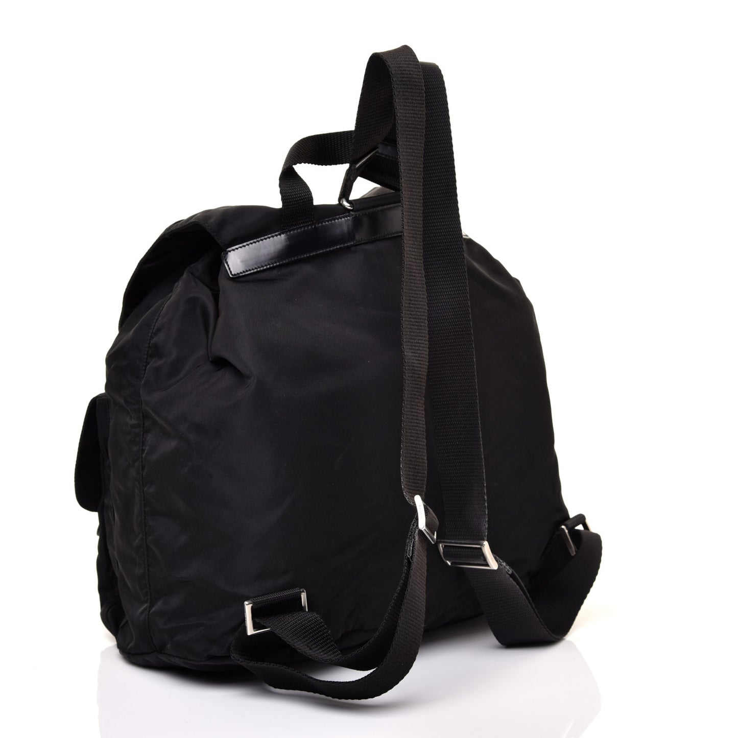 Tessuto Nylon Vela Saffiano Large Backpack Black