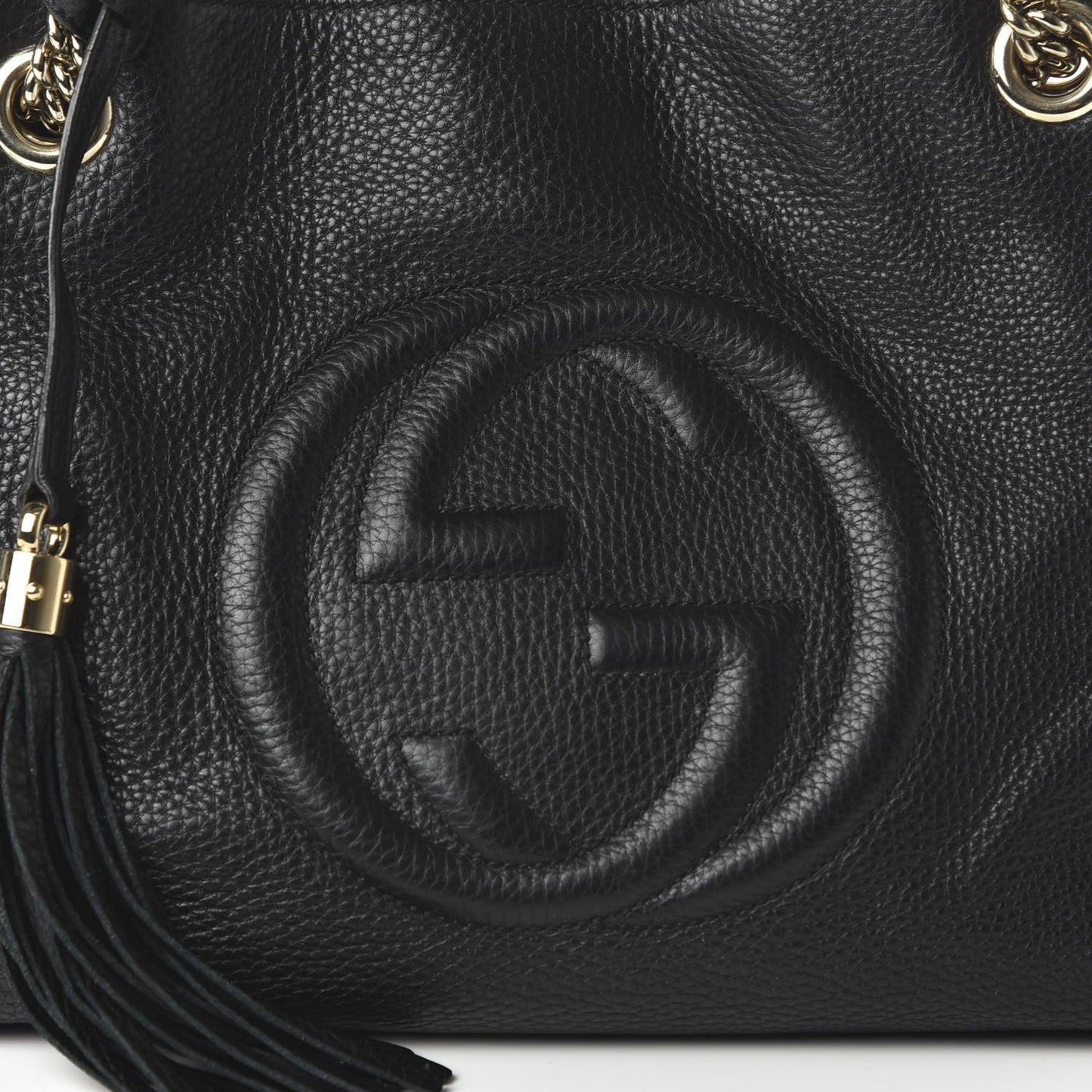 Pebbled Calfskin Medium Soho Chain Shoulder Bag Black