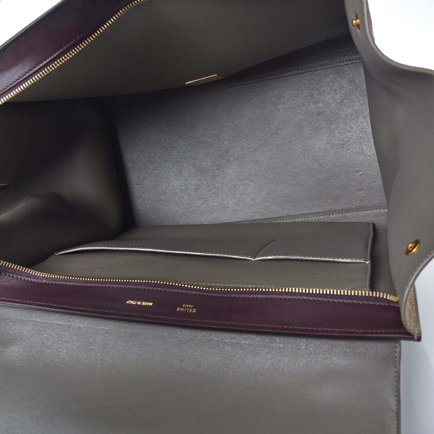 Textured Calfskin Tri-Color Large Trapeze Burgundy