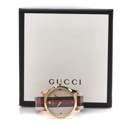 Gucci Stainless Steel Calfskin 38mm G-Timeless Stripe Web Quartz Watch Pink 6 of 6
