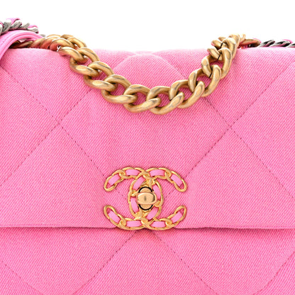Chanel Denim Quilted Medium Chanel 19 Flap Neon Pink 8 of 10