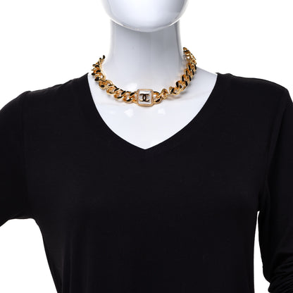 Chanel Pearl CC Chain Link Choker Necklace Gold 2 of 6