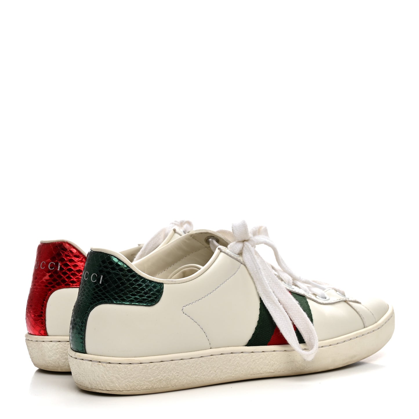 Calfskin Ayers Bee Embroidered Womens Ace Sneakers 36 White Green
