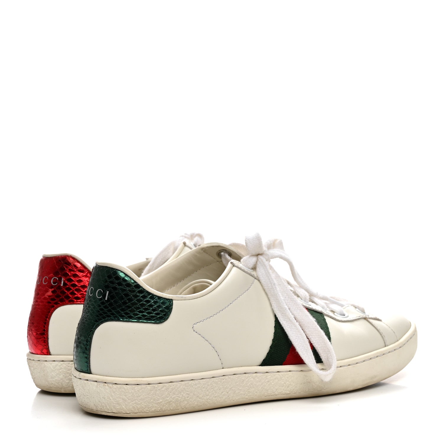 Gucci Calfskin Ayers Bee Embroidered Womens Ace Sneakers 36 White Green 5 of 14