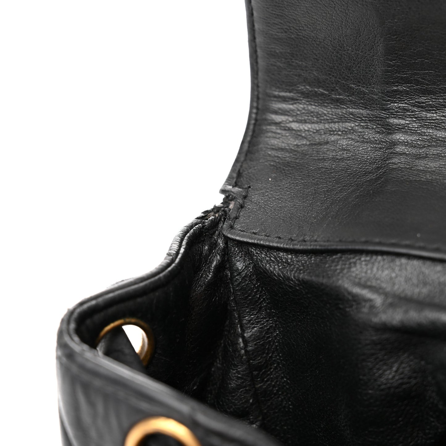 Lambskin Quilted Drawstring Backpack Black