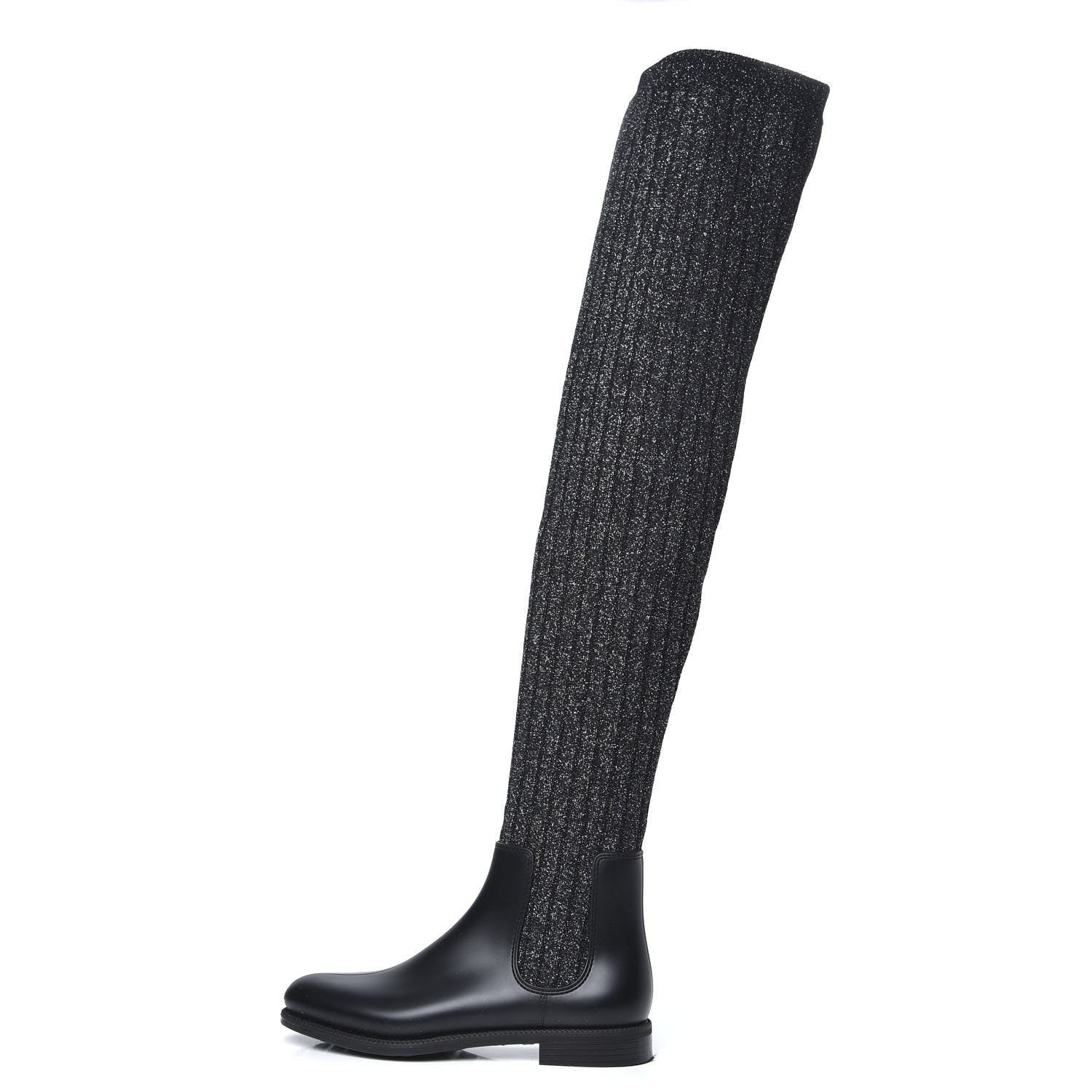 Givenchy Knit Rubber Storm Over The Knee Boots 40 Black Grey 1 of 6