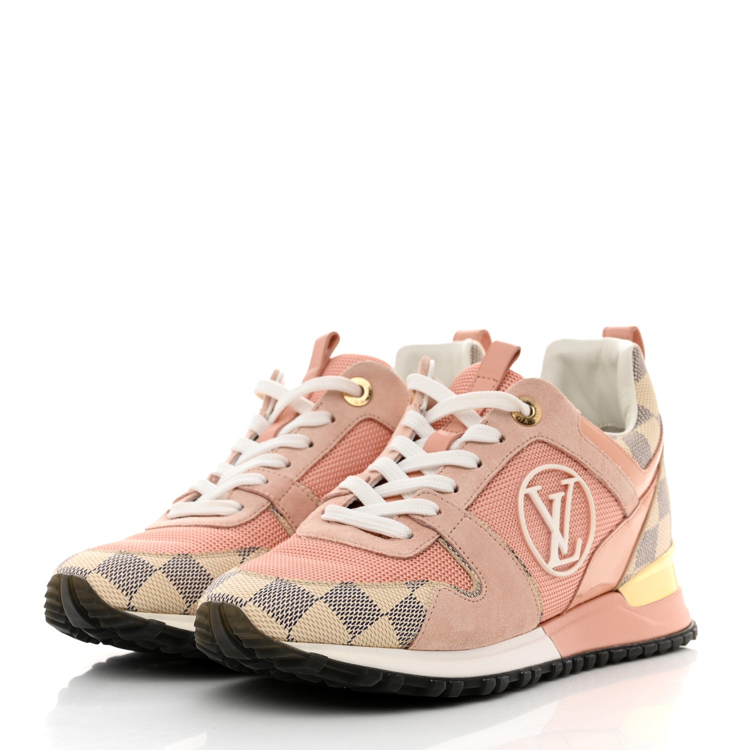 Louis Vuitton Suede Damier Azur Run Away Sneakers 36.5 Pink 3 of 9