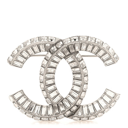 Chanel Baguette Crystal CC Brooch Silver 1 of 4