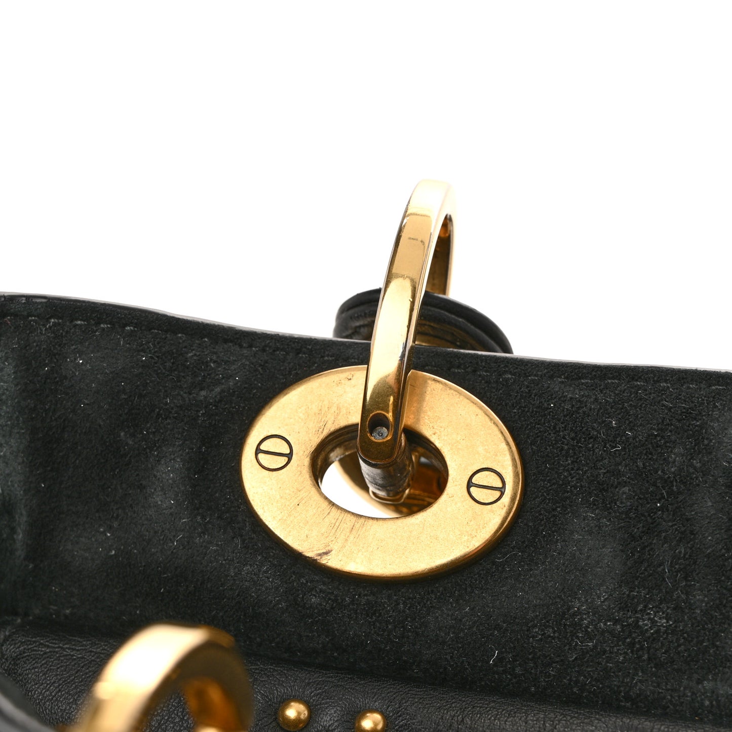 Calfskin Cannage Studded Medium Supple Lady Dior Black