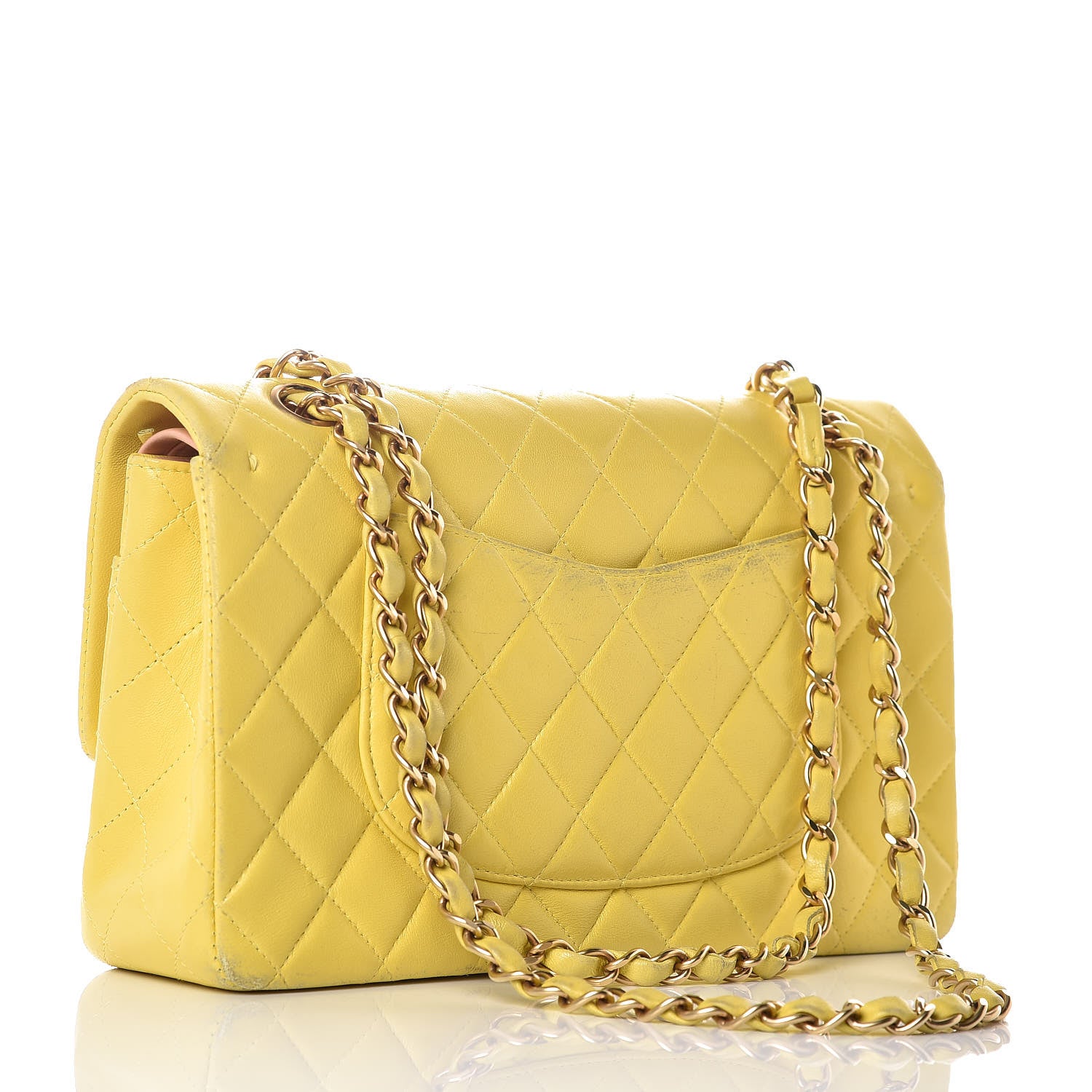 Chanel Lambskin Quilted Medium Double Flap Yellow 3 of 20