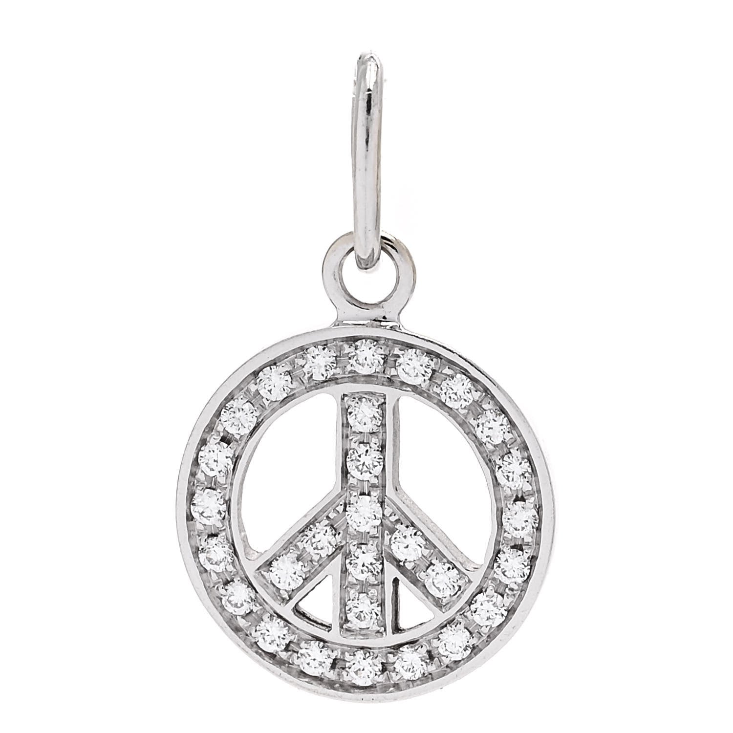 Tiffany 18K White Gold Diamond Mini Peace Charm Pendant 1 of 4