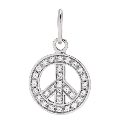Tiffany 18K White Gold Diamond Mini Peace Charm Pendant 1 of 4
