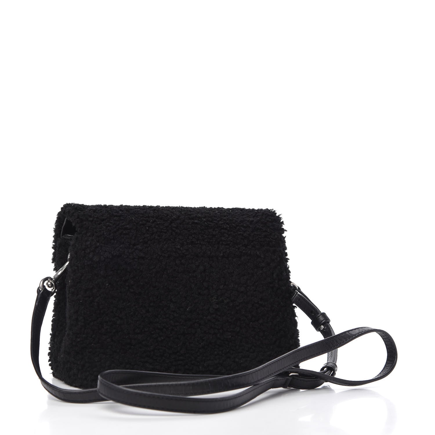 Saint Laurent Shearling Toy Loulou Shoulder Bag Black 3 of 13
