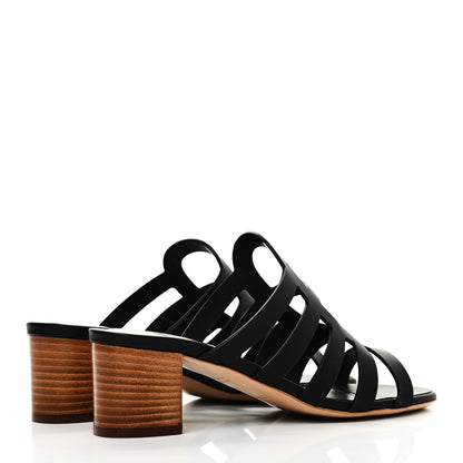 Hermes Calfskin Celena 50 Sandals 37 Black 3 of 4