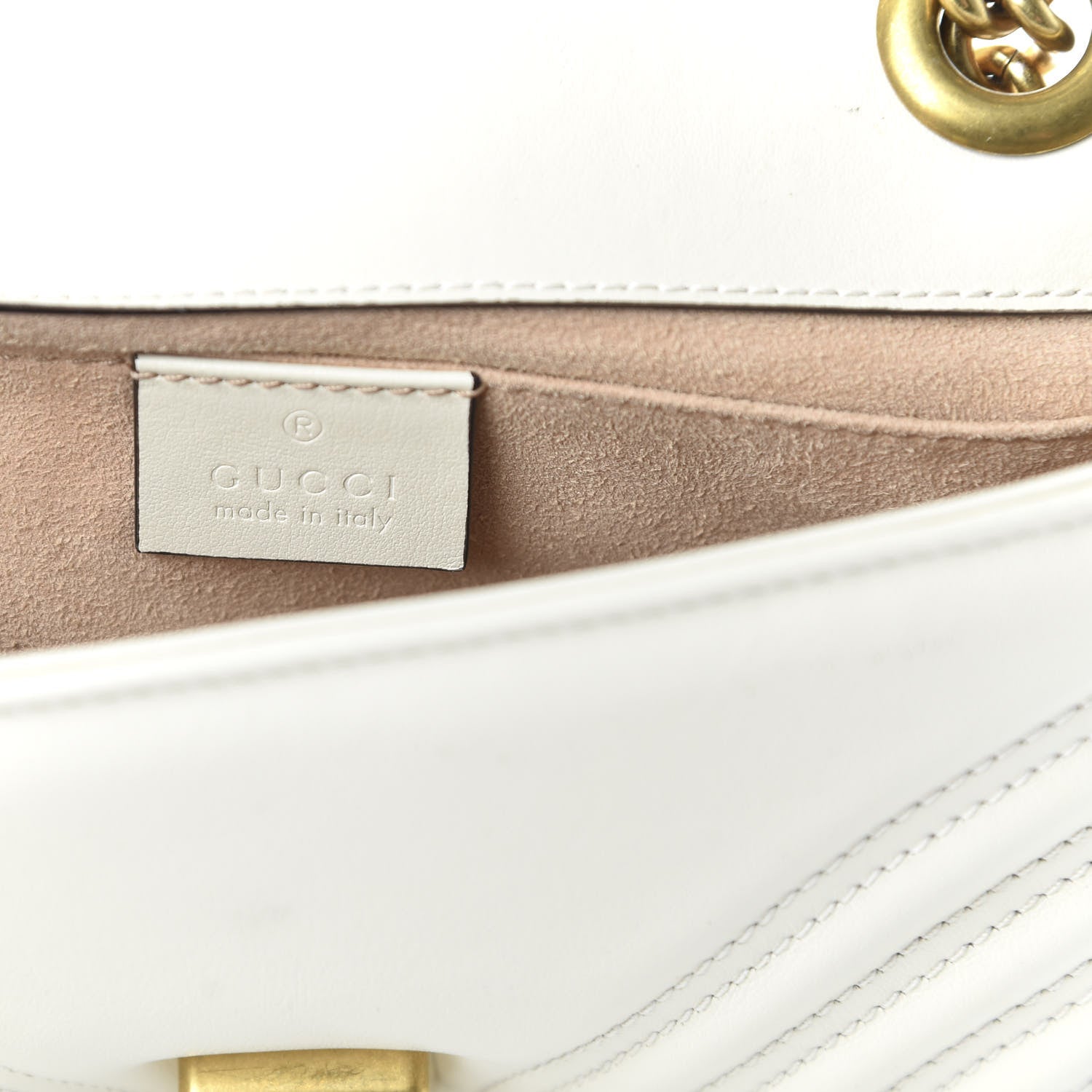 Gucci Calfskin Matelasse Mini GG Marmont Shoulder Bag White 8 of 10