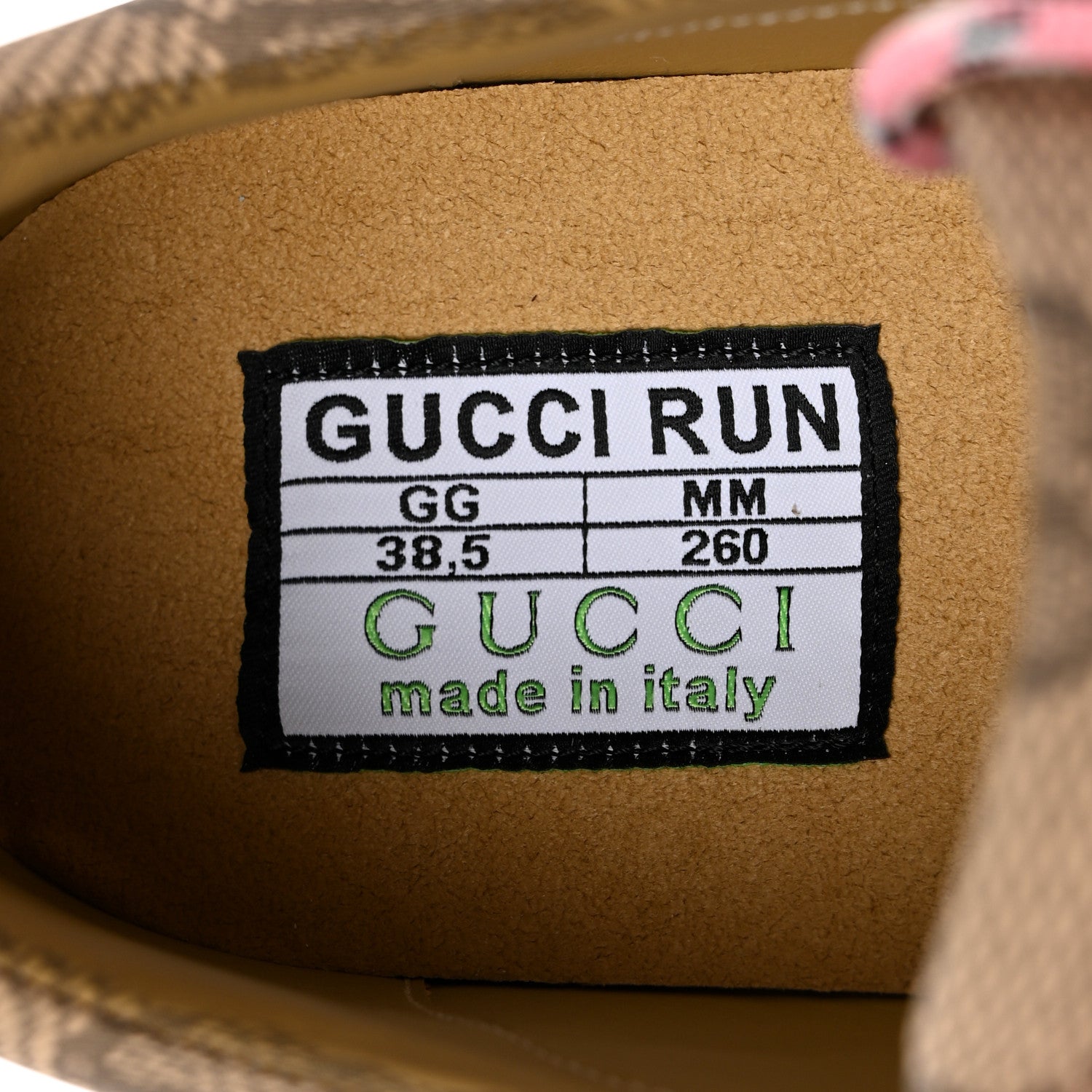 Gucci Ultralight Plume Calfskin Monogram Printed Womens Gucci Run Sneakers 38.5 Beige Ebony 7 of 9