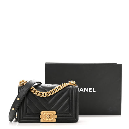 Chanel Caviar Chevron Quilted Small Boy Flap Black 20 of 21