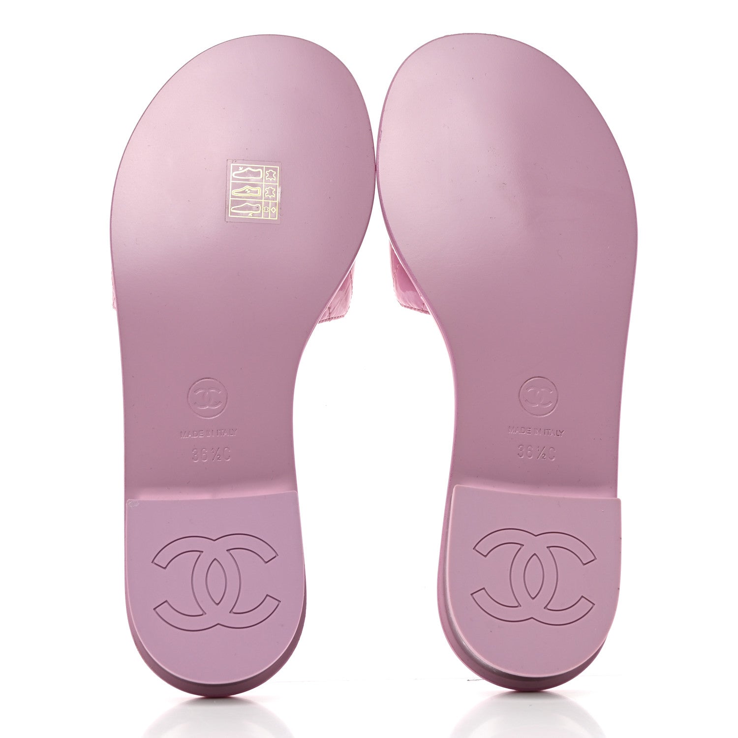 Chanel Patent Goatskin Quilted CC Mules Sandals 36.5 Pink 5 of 9