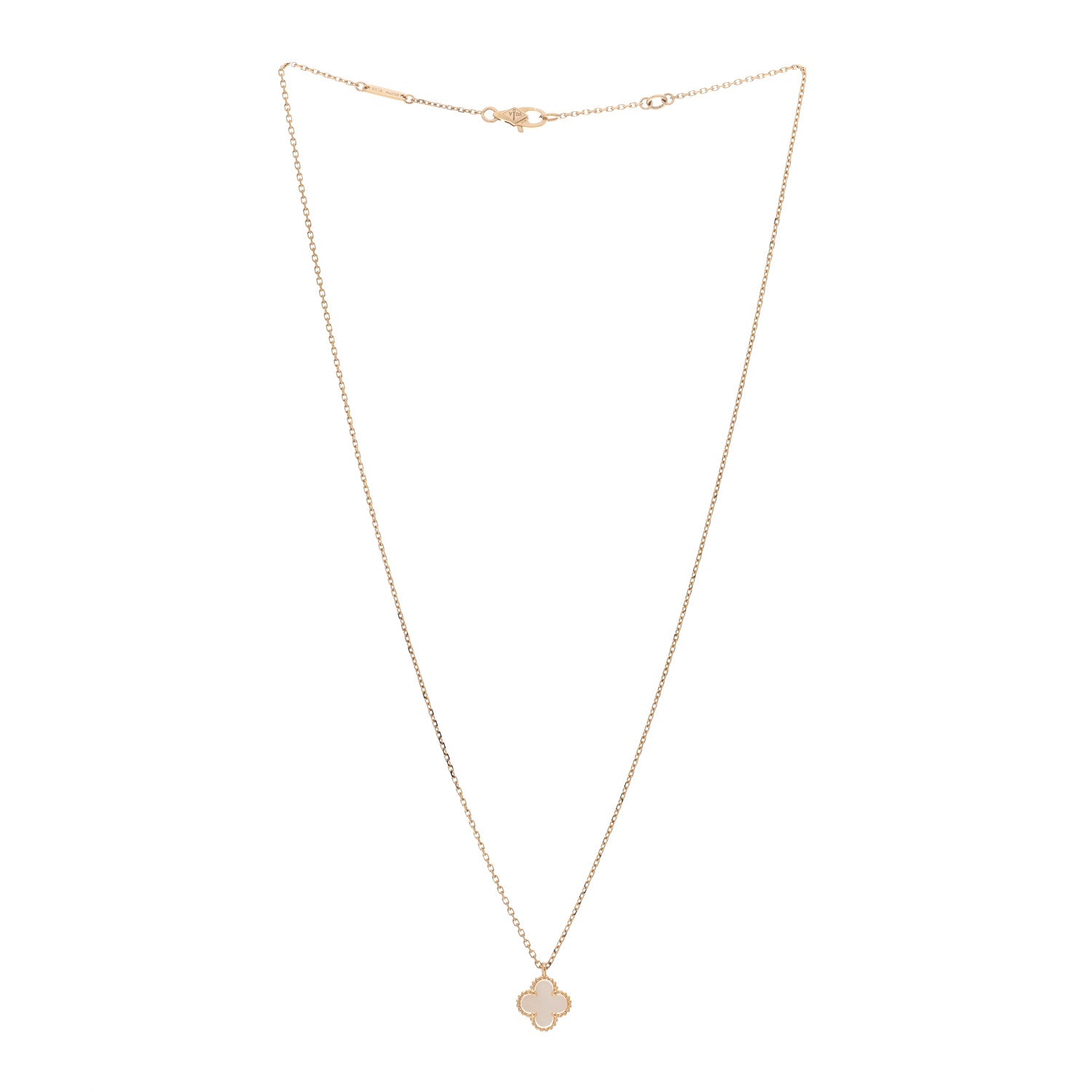 Van Cleef & Arpels 18K Yellow Gold Mother of Pearl Sweet Alhambra Pendant Necklace 3 of 6