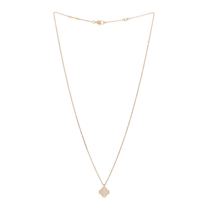 Van Cleef & Arpels 18K Yellow Gold Mother of Pearl Sweet Alhambra Pendant Necklace 3 of 6