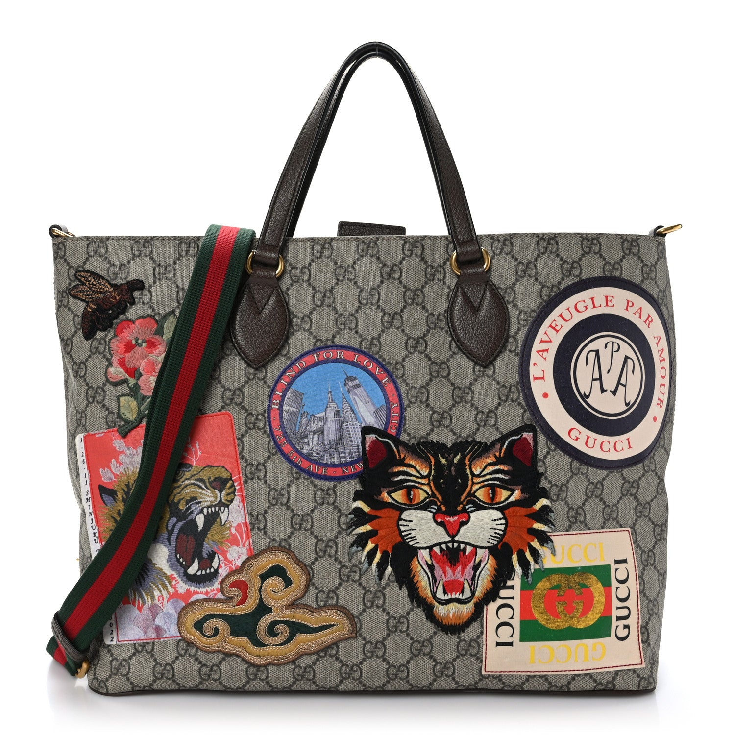 Gucci Soft GG Supreme Monogram Courrier Medium Crossbody Tote Beige New Acero 1 of 9