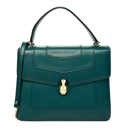 Bulgari Calfskin Large Serpenti Forever Top Handle Emerald Green 3 of 12
