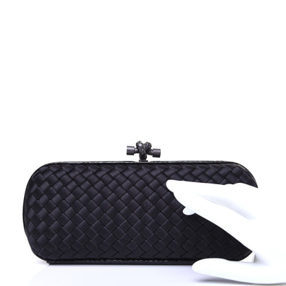Bottega Veneta Satin Ayers Intreccio Impero Stretch Knot Clutch Black 2 of 10