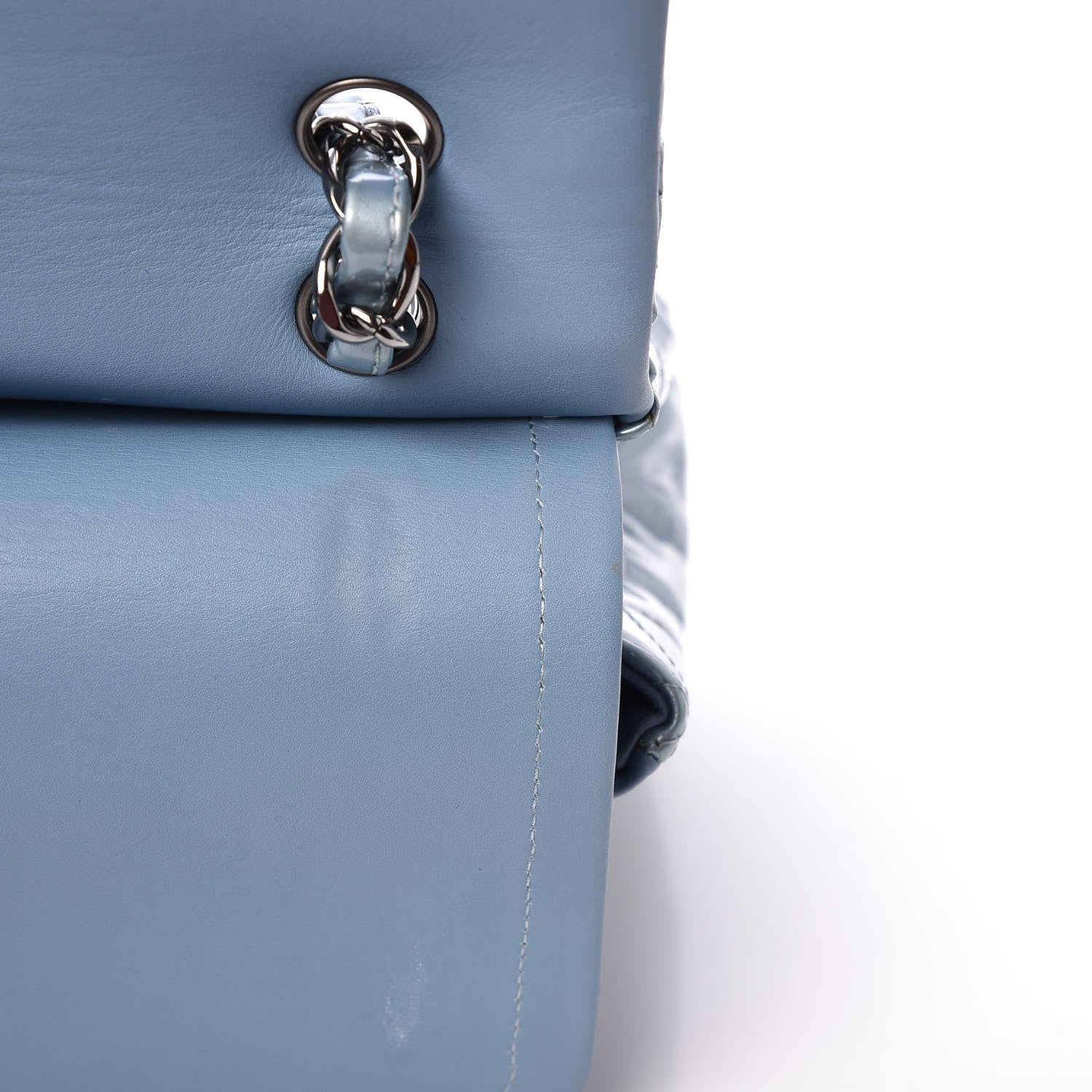 Chanel Patent Quilted Maxi Double Flap Light Blue 11 of 14