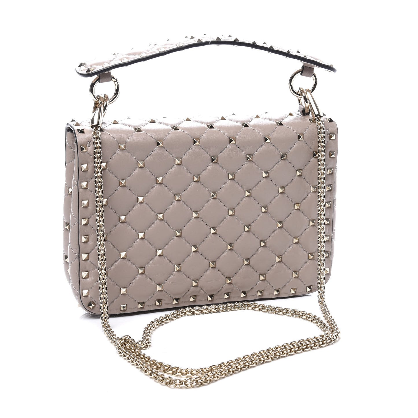 Lambskin Medium Rockstud Spike Shoulder Bag Poudre