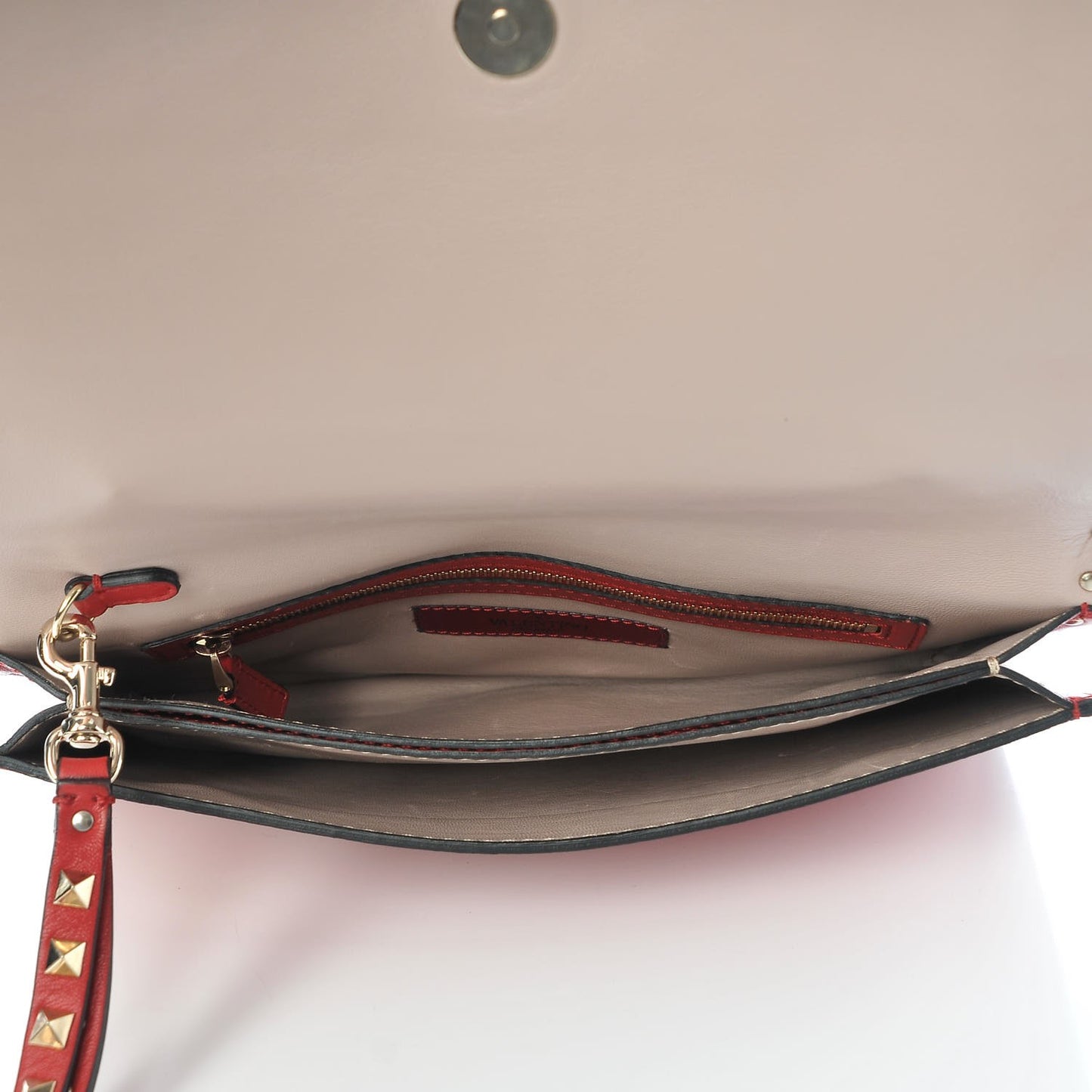 Nappa Rockstud Wristlet Clutch Rosso Valentino